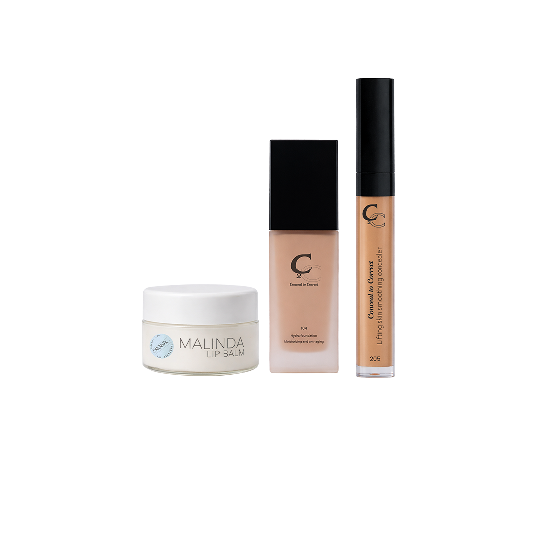 Conceal To Correct Hydra Foundation + Conceal To Correct Lifting Concealer + Malinda Lip Balm